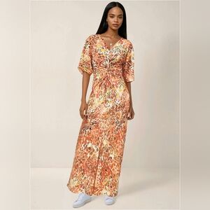 VENUS Twist Front Maxi Dress - Leopard Trail